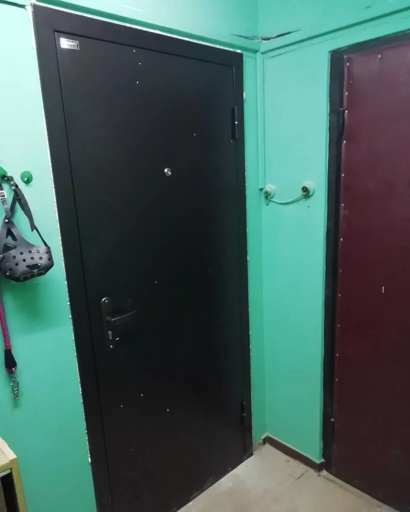 Тёмная металлическая входная дверь