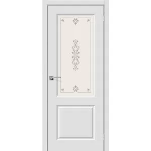 Межкомнатная дверь Скинни-13 П-23 Белый/стекло белое художественное купить