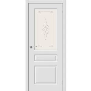 Межкомнатная дверь Скинни-15 П-23 Белый/стекло белое художественное купить