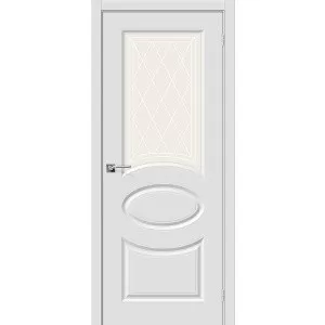 Межкомнатная дверь Скинни-21 П-23 Белый/стекло белое художественное купить